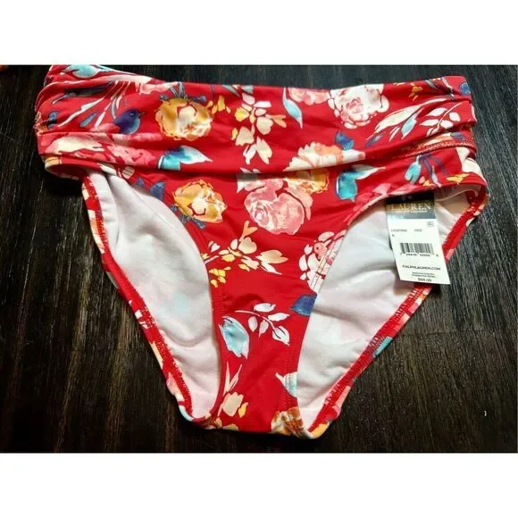 Lauren Ralph Lauren NWT size 6 banded red floral swim Bottoms - Picture 2 of 5